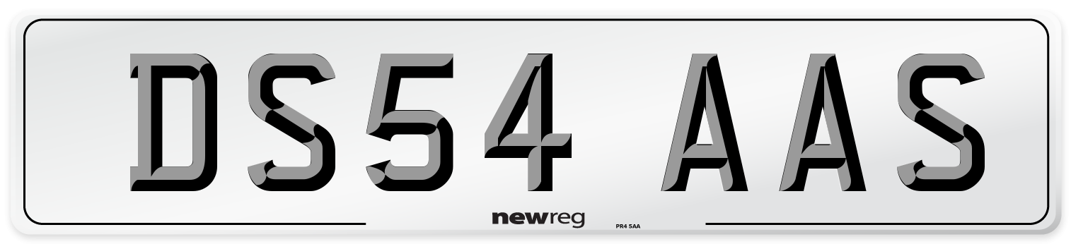 DS54 AAS Number Plate from New Reg